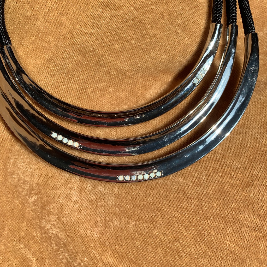 Black And Silver Tone Necklace